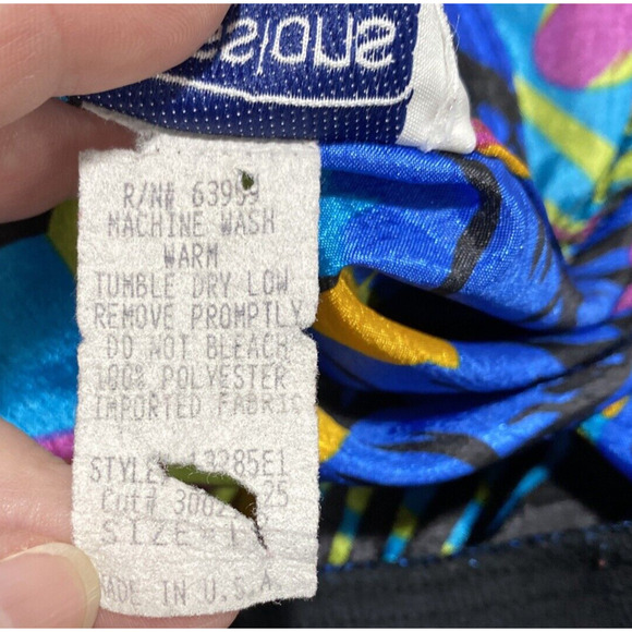 Retro 1980s silky bomber jacket zip front pockets 12 Impressions California USA - Picture 11 of 11